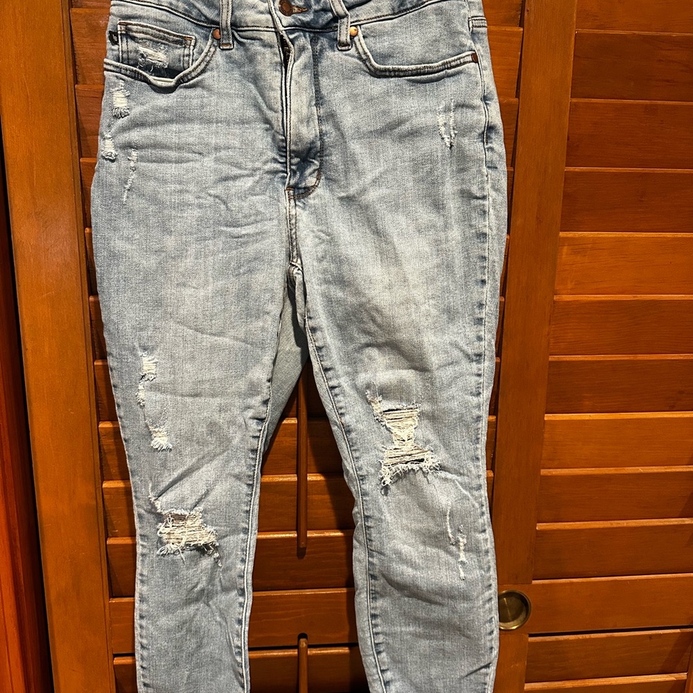 Judy Blue Light Wash Distressed Skinny Jeans